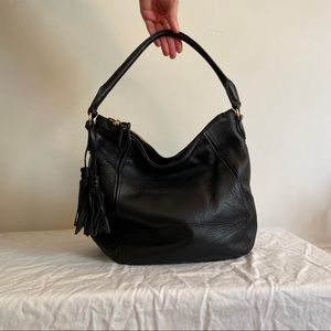 JCrew Black Tasseled Shoulder Bag